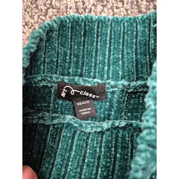 Ribbed Mock Neck Chenille Sweater XS/S By Art Class Teal Polyester Long Sleeve - Picture 4 of 5